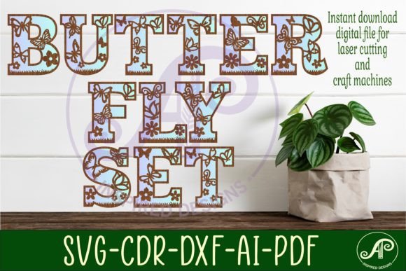 Download Butterfly Alphabet Set 52 Layer Letters - Butterfly alphabet set Collection