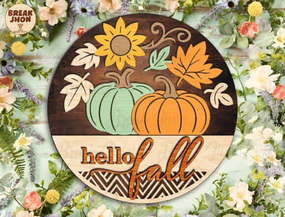 Download Hello Fall Pumpkin Sunflower Door Hanger - Hello fall Collection