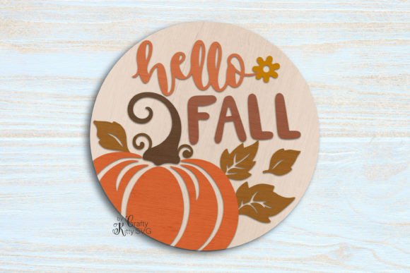Download Hello Fall SVG, Round Door Hanger Sign - Hello fall Collection