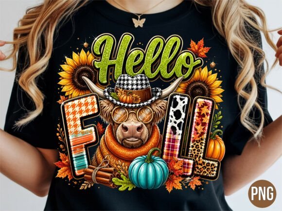 Download Hello Fall Highland Cow Sunflower PNG - Hello fall Collection