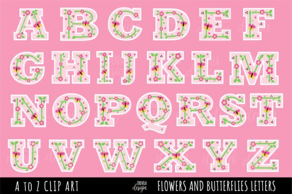 Download PINK ALPHABET, FLOWERS and BUTTERFLIES - Butterflies Collection